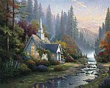 Thomas Kinkade Forest Chapel painting
